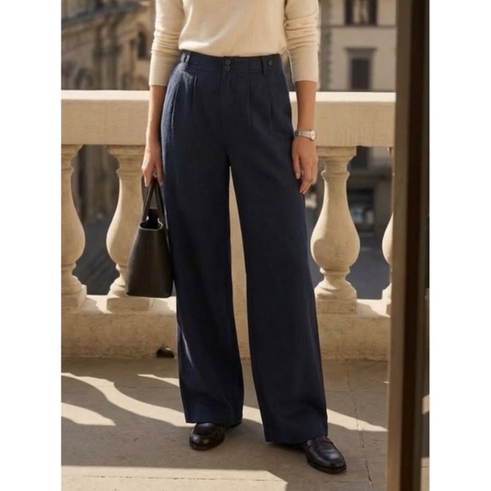 Madewell Deep Indigo The Harlow Wide-Leg Tailored Trouser Pant 10 Modern Preppy